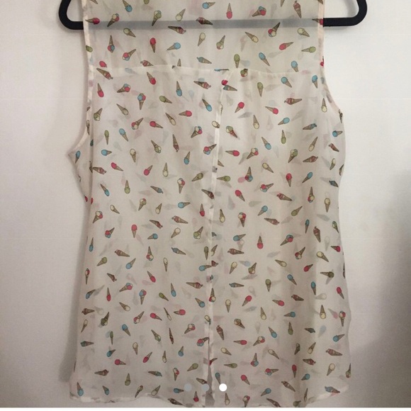 NWOT sheer ice cream pattern button down tank - Picture 3 of 3